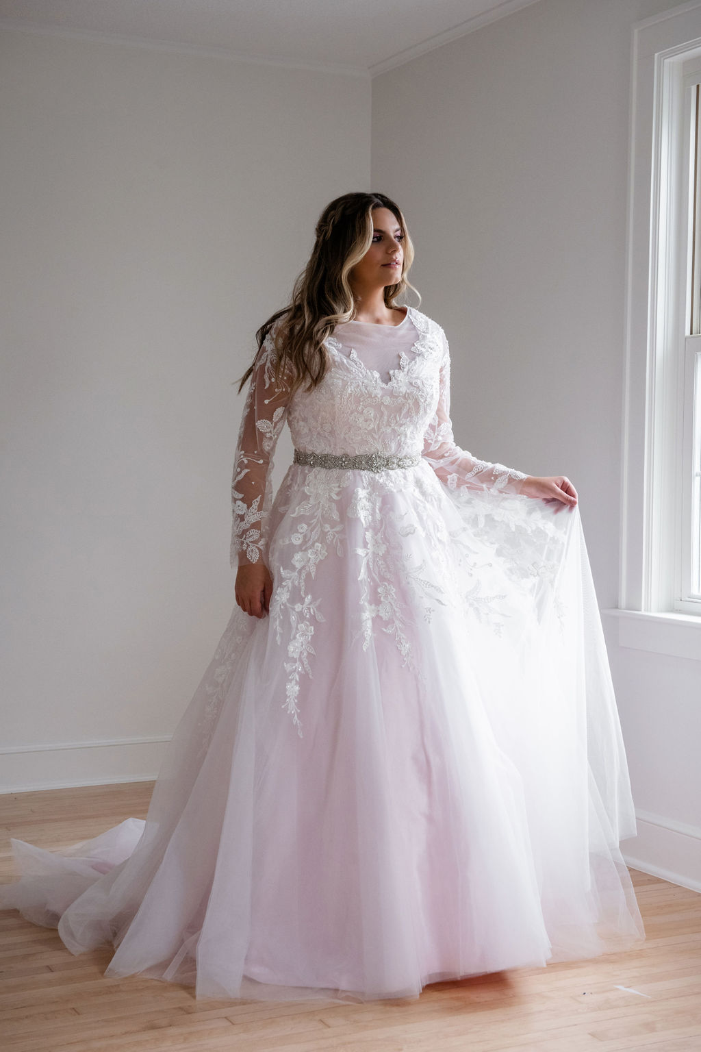 vivia light blush plus size wedding dress
